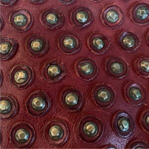 Frye Jenna Disc Studded Triple Satchel Burgundy Leather Crossbody Bag